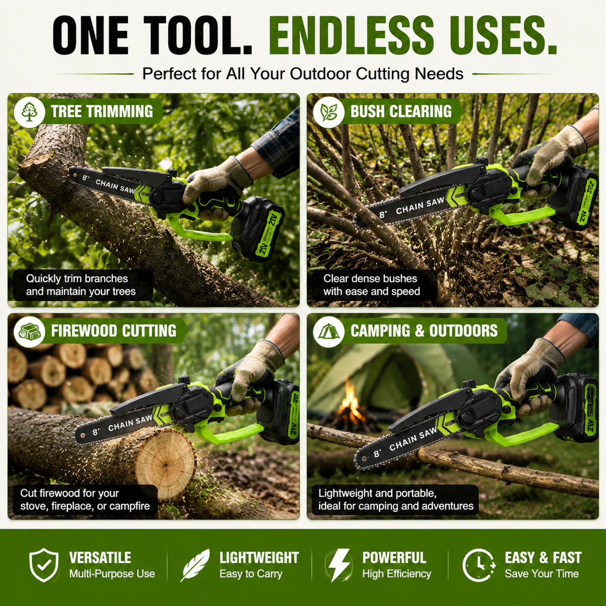 Mini Chainsaw 🔋 8-Inch Portable Electric Chainsaw for Tree Trimming & DIY  URL Handle