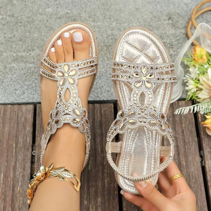 🔥 Last Day 50% Off — Rhinestone Flower Sandals ✨