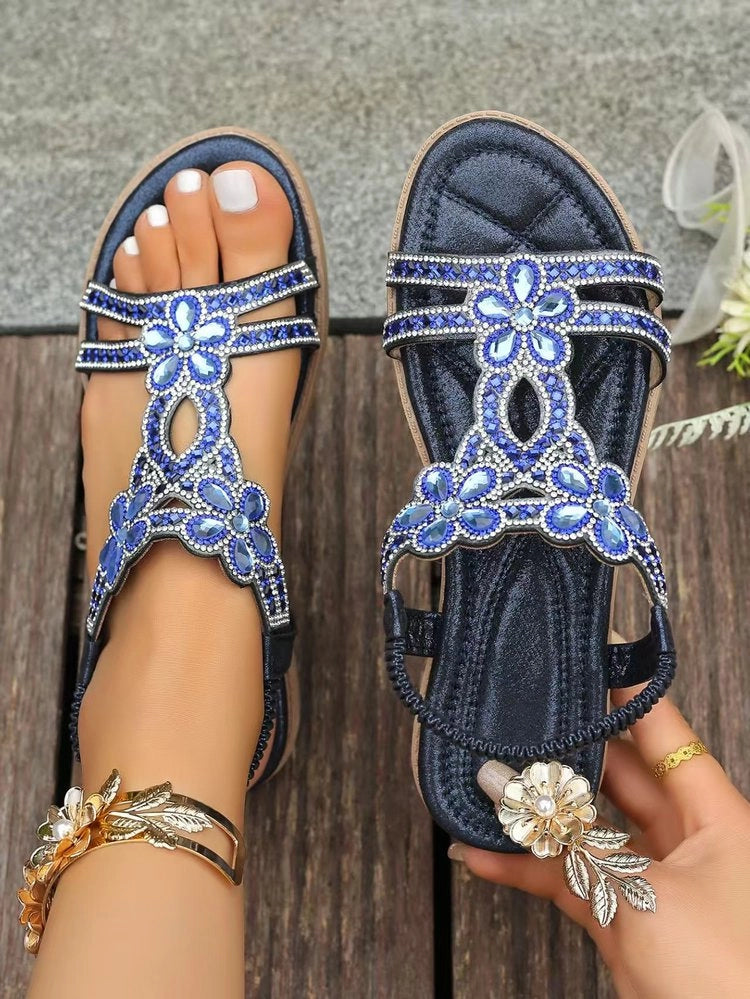 🔥 Last Day 50% Off — Rhinestone Flower Sandals ✨