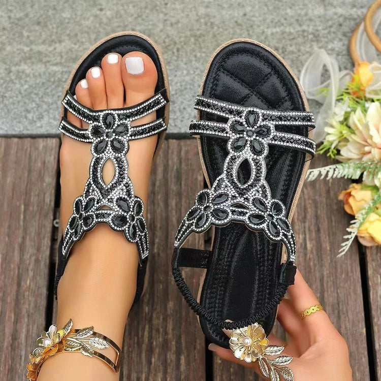 🔥 Last Day 50% Off — Rhinestone Flower Sandals ✨
