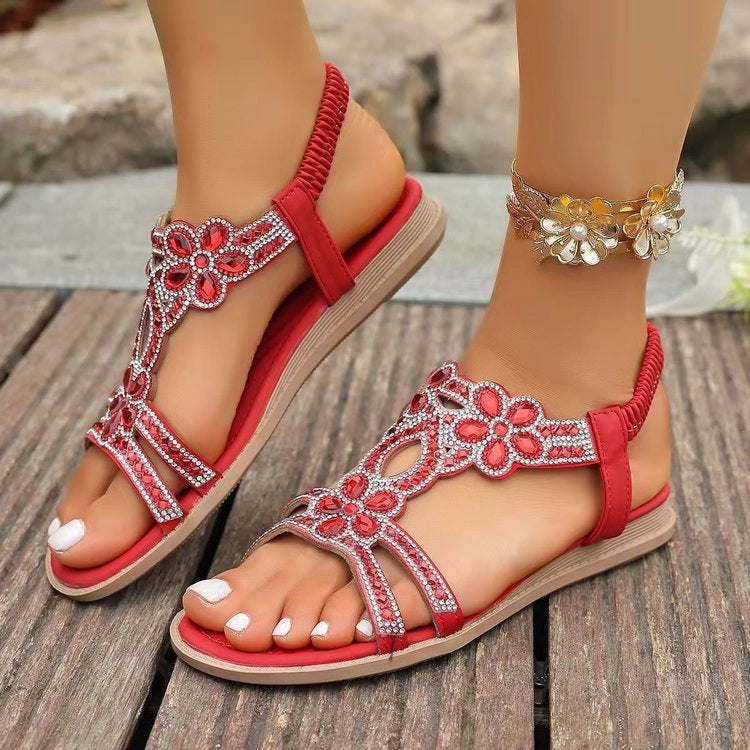 🔥 Last Day 50% Off — Rhinestone Flower Sandals ✨