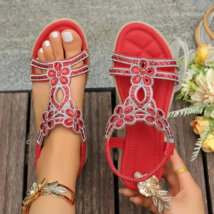 🔥 Last Day 50% Off — Rhinestone Flower Sandals ✨