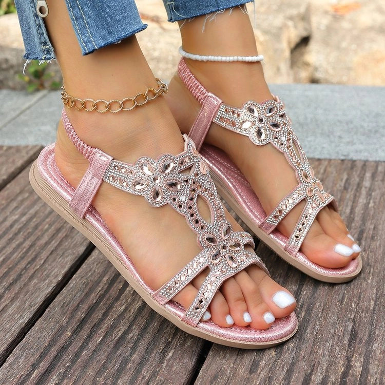 🔥 Last Day 50% Off — Rhinestone Flower Sandals ✨