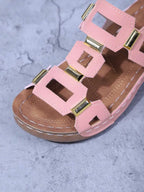 Women's Soft-Soled, Chunky-Heeled Studded Open-Toe Sandals in an Elegant Checkered Sequin Design—Perfect for parties, school, sports, the beach, bohemian looks, casual wear, cute outfits, weddings, and sexy nightclub looks