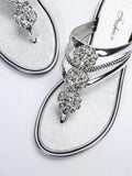 Summer Elegant Flat Sandals and Flip-Flops with Rhinestone Accents