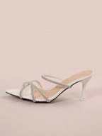 Elegant and Feminine Sandals—Featuring a pointed-toe buckle design embellished with crystals and a slim stiletto heel—Perfect for dates, shopping, commuting, business occasions, gatherings, parties, and vacations