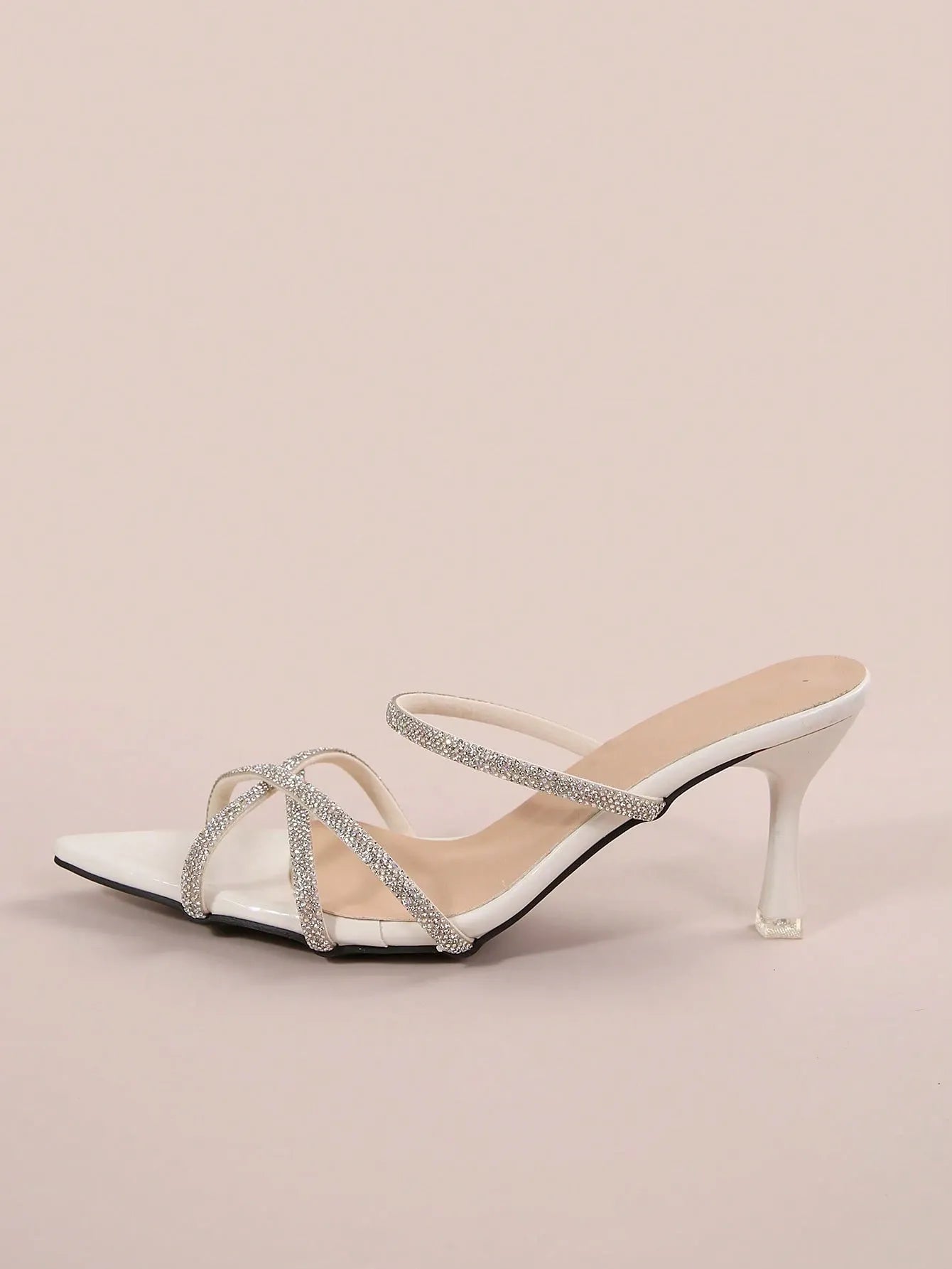Elegant and Feminine Sandals—Featuring a pointed-toe buckle design embellished with crystals and a slim stiletto heel—Perfect for dates, shopping, commuting, business occasions, gatherings, parties, and vacations
