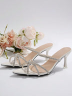 Elegant and Feminine Sandals—Featuring a pointed-toe buckle design embellished with crystals and a slim stiletto heel—Perfect for dates, shopping, commuting, business occasions, gatherings, parties, and vacations
